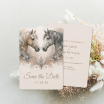 Elegant Horses Wedding Save The Date Card