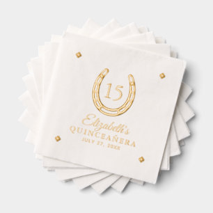 Elegant Horseshoe Birthday Party Real Gold Foil Napkins