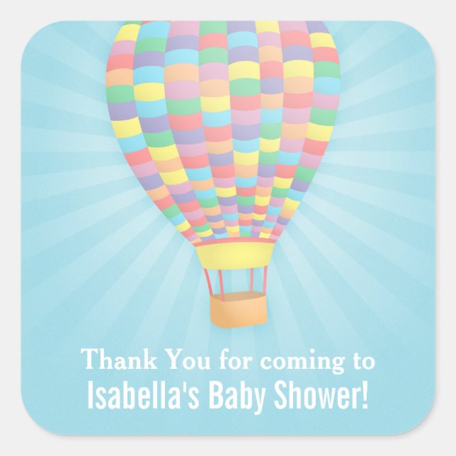 Elegant Hot Air Balloon Baby Shower Sticker (Front)