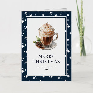 Elegant Hot Chocolate Photo Merry Christmas Foil Holiday Card