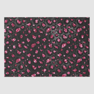 Elegant Hot Pink and Black Glitter Leopard Spots Tissue Paper
