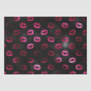 Elegant Hot Pink and Black Glitter Lipstick Lips Tissue Paper