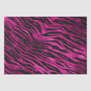 Elegant Hot Pink and Black Glitter Tiger Stripes Tissue Paper