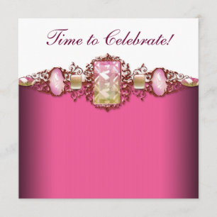 Elegant Hot Pink and Gold Birthday Party Invitation