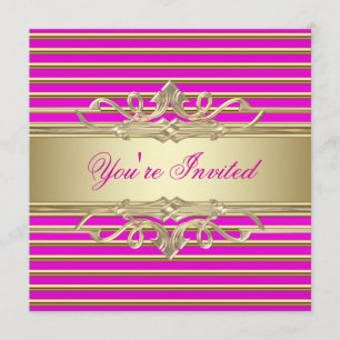 Elegant Hot Pink and Gold Party Invitations