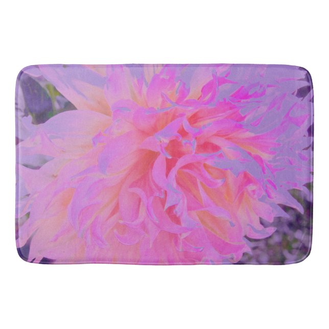 Elegant Hot Pink and Magenta Decorative Dahlia Bath Mat (Front)