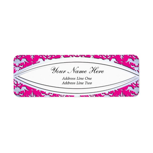 Elegant Hot Pink and Silver Embossed Damask (Front)