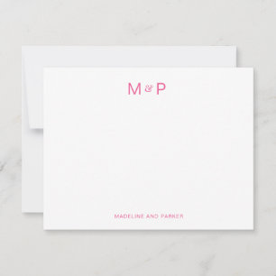 Elegant Hot Pink Contemporary Couple Monogram Card