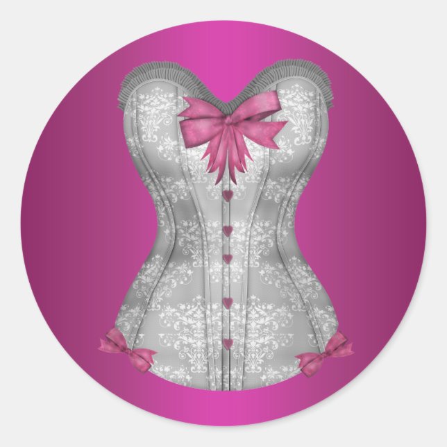Elegant Hot Pink Corset Stickers (Front)