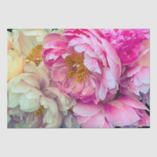 Elegant Hot Pink & Cream Peonies Tissue Paper