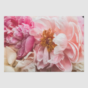 Elegant Hot Pink & Cream Peonies Tissue Paper