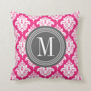 Elegant Hot Pink Damask Personalised Cushion