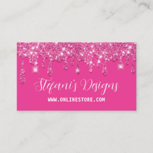 Elegant Hot Pink Faux glitter Drips Online Store Business Card