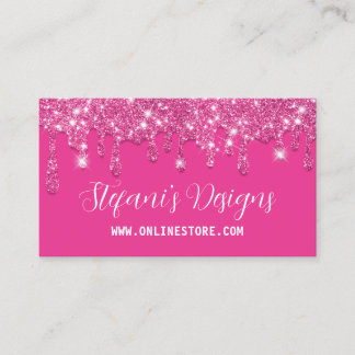 Elegant Hot Pink Faux glitter Drips Online Store Business Card