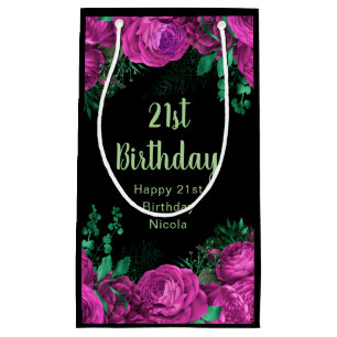 Elegant Hot Pink Flowers Birthday Party Small Gift Bag