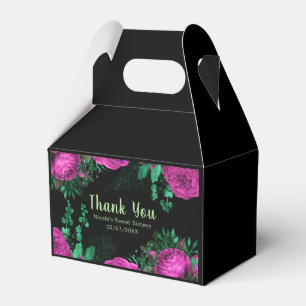 Elegant Hot Pink Flowers Sweet Sixteen Favour Box