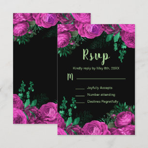 Elegant Hot Pink Flowers Sweet Sixteen RSVP Card