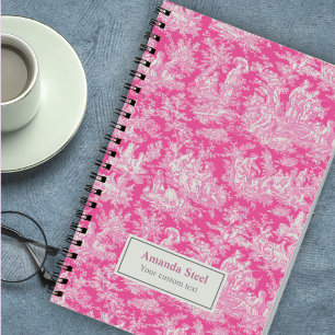 Elegant Hot Pink French Toile De Jouy Notebook