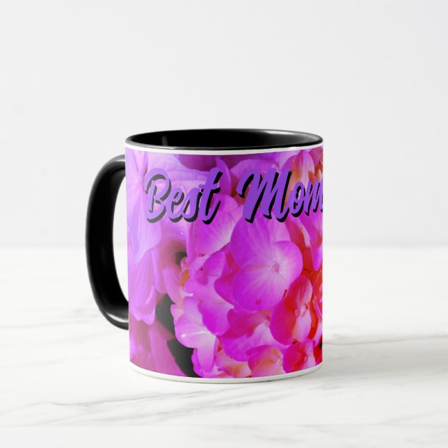 Elegant hot pink fuchsia pink purple flowers mug (Front Left)