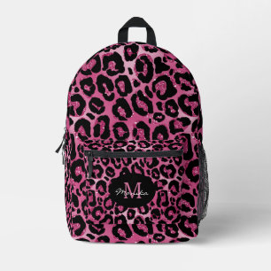 Elegant Hot Pink Glam Leopard Personised Printed Backpack