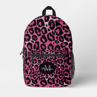 Elegant Hot Pink Glam Leopard Personised Printed Backpack