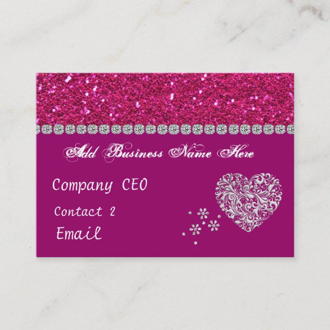 ELEGANT HOT PINK GLITTER Business Card (Front)