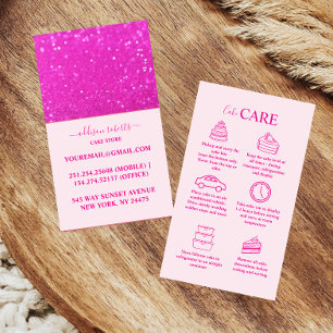 Elegant Hot Pink Glitter Chic Cake Care  Business Card