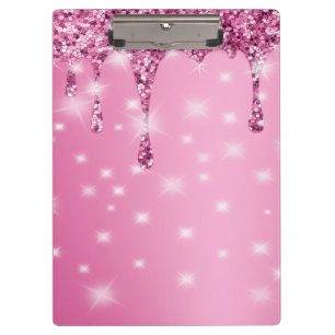 Elegant Hot Pink Glitter Drip Clipboard