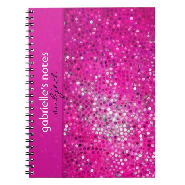 Elegant Hot Pink Glitter Pattern Notebook (Front)