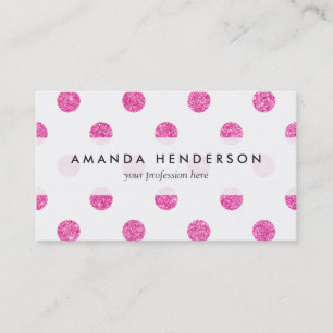 Elegant Hot Pink Glitter Polka Dots Pattern Business Card