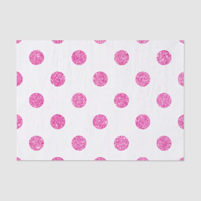 Elegant Hot Pink Glitter Polka Dots Pattern Tissue Paper (Front)