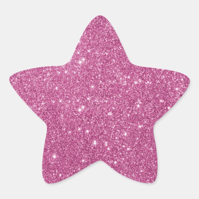 Elegant Hot Pink Glitter Star Sticker (Front)