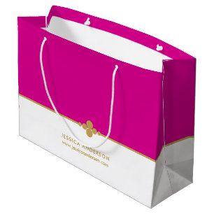 Elegant Hot Pink Gold Custom Large Gift Bag