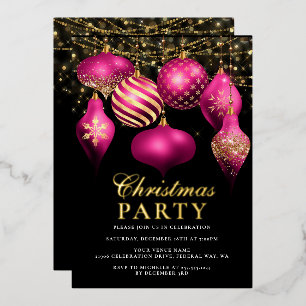 Elegant Hot Pink Gold Ornaments Christmas Party