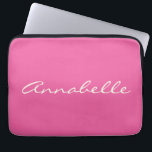 Elegant Hot Pink Handwritten Script Name Custom Laptop Sleeve<br><div class="desc">This custom laptop case features your name in beautiful handwritten script lettering on a stylish Hot Pink background. Great gift idea.</div>