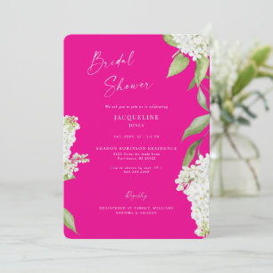 Elegant Hot Pink Hydrangea Bridal Shower Invitation