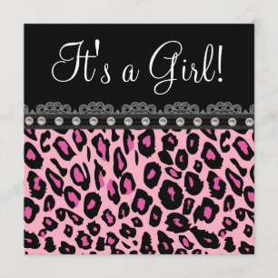Elegant Hot Pink Leopard Baby Shower Invitation