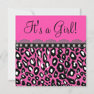 Elegant Hot Pink Leopard Baby Shower Invitation