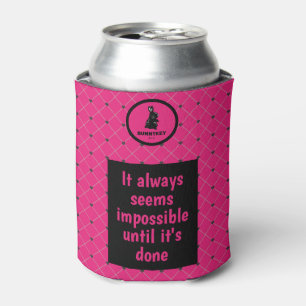 Elegant Hot Pink Magenta Company Logo Slogan Can Cooler