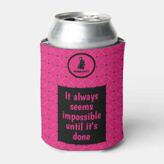 Elegant Hot Pink Magenta Company Logo Slogan Can Cooler