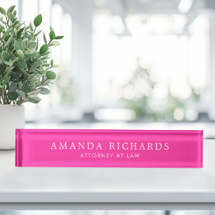 Elegant hot pink nameplate