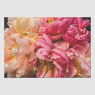 Elegant Hot Pink & Peach Peonies Tissue Paper