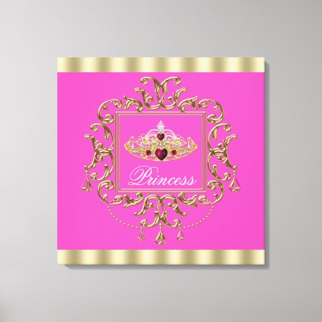 Elegant Hot Pink Princess Canvas Print (Front)