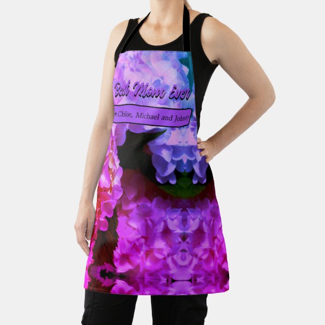 Elegant hot pink purple flora hydrangeas  apron (Insitu)