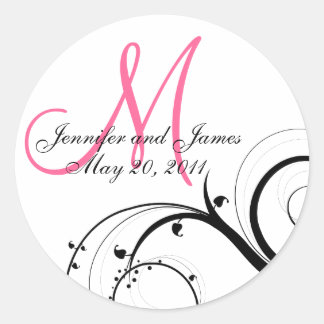 Elegant Hot Pink Swirl Monogram Wedding Seal