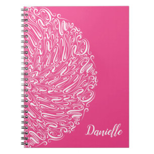 Elegant Hot Pink Swirls Mandala Art Calligraphy Notebook