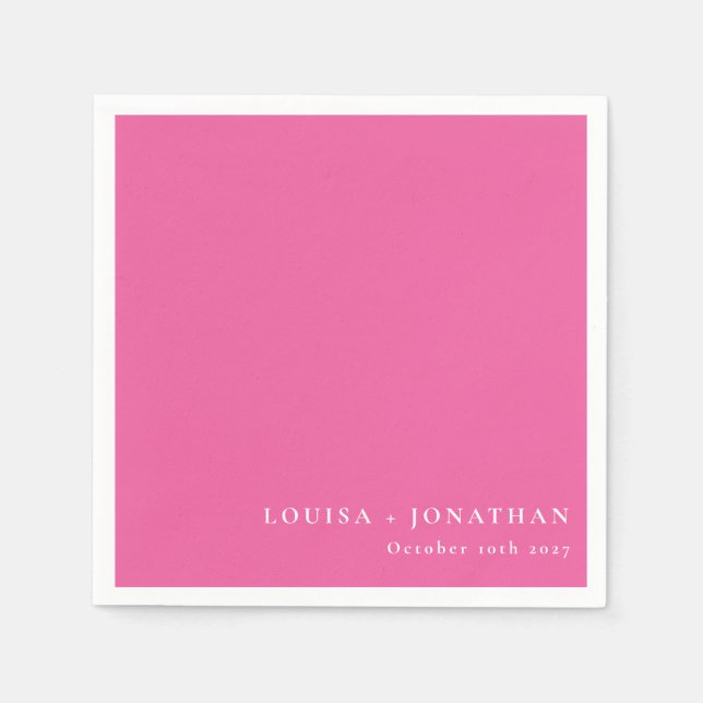 Elegant Hot Pink Trendy Minimalist Custom Napkin (Front)