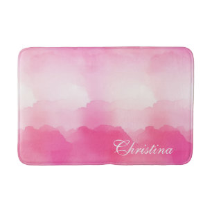 Elegant Hot Pink Watercolor Splash Personalised Bath Mat