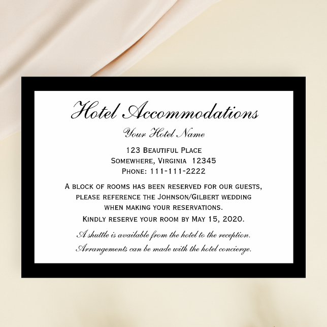 Elegant Hotel Accommodations Wedding Enclosure Card (Creator Uploaded)