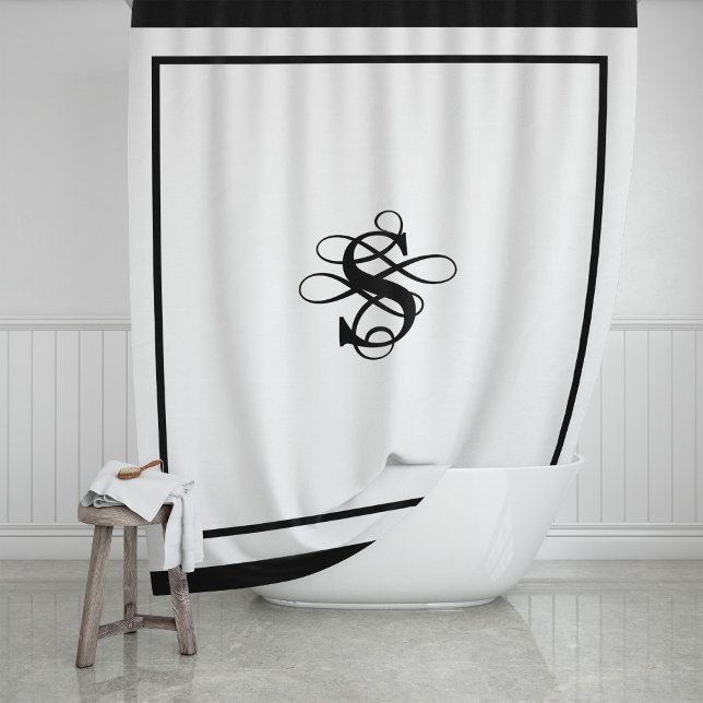 Elegant Hotel Chic Stylish Monogram Ampersand Shower Curtain (Creator Uploaded)